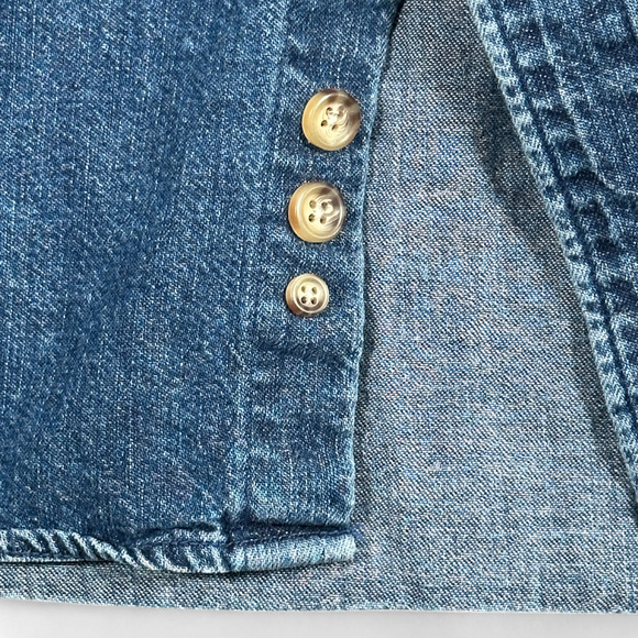 Vintage Eddie Bauer Shirt Adult EXTRA LARGE Blue Denim Jean Dark Wash 90s - Picture 7 of 9
